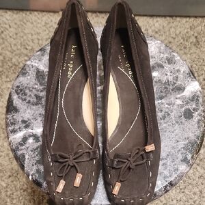 Kate Spade Dark Brown Women's Flats with Bow Detail Great Buy